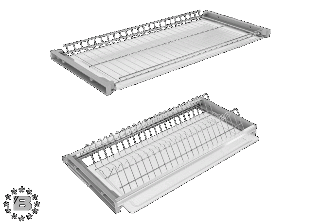 Комплект посудосушителя с рамкой (цвет серебристо-серый) с регулировкой глубины, решетки из нержавеющей стали 800 в Краснодаре